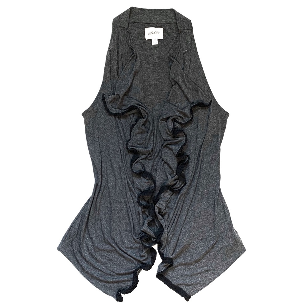 Anthropologie Deletta open front vest w/ ruffle trim Sz M
